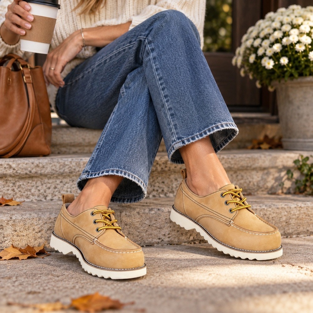 American Eagle Vintage Grant Stone Oil Moc Toe Oxford Shoes Lug Sole Women's 9.5
